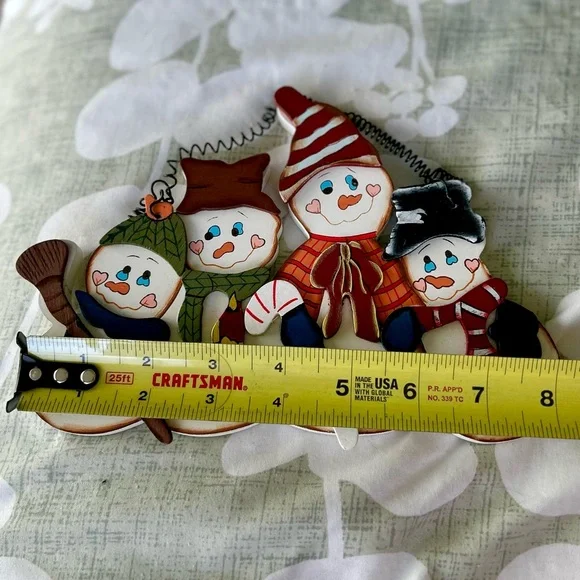 VTG Winter Seasonal Snowman Figural Whimsical Cute Wall Hanging Home Decor Art - Picture 6 of 7